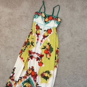 Never Worn Summer Fruit-Print Maxi Dress - Green & White